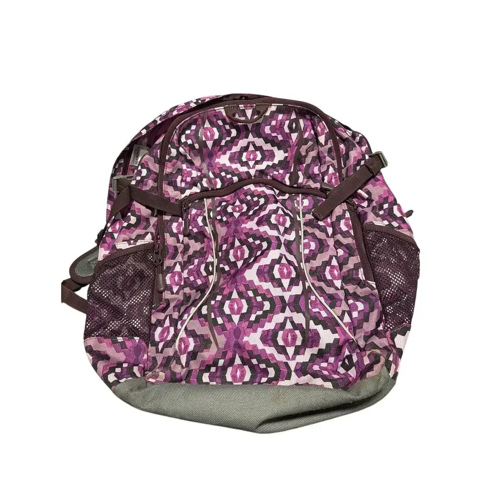 Lands' End ClassMate Large TechPack Backpack Purple Pink Geometric